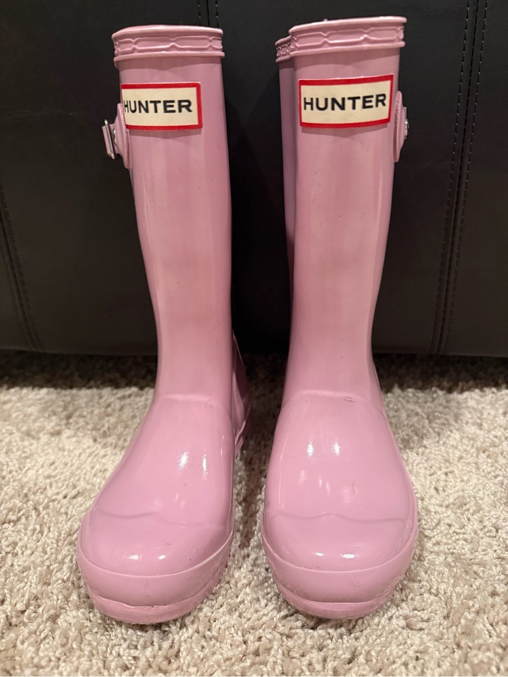 Hunter Kids Pink Glossy Tall Rain Boots